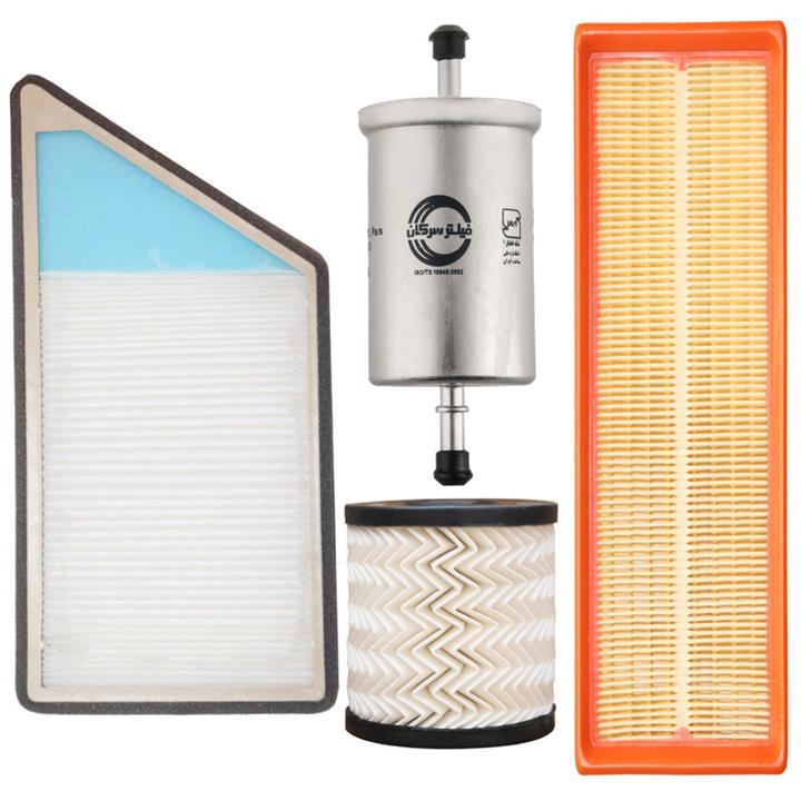 فیلتر روغن خودرو نوآوران فیلتر مناسب برای پژو 206 تیپ 2 مدل TU3 به همراه فیلتر هوا و فیلتر بنزین و فیلتر کابین